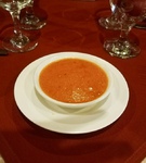 Soup on a Red table Cloth