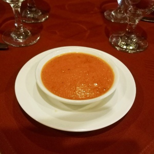 Soup on a Red table Cloth